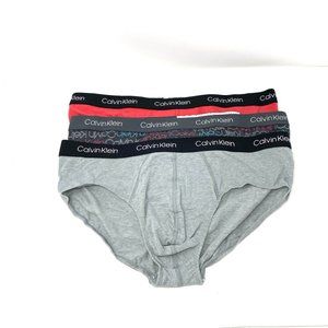 Calvin Klein 3 PACK Microfiber Men's Size Underwear Hip Brief Blue Gray Red  